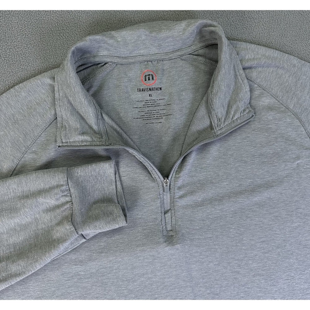 Travis Mathew Quarter Zip Mens XL Grey Lightweight Performance Golf Pockets